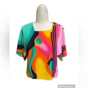 Pat Argenti Vintage 1980’s 100% Silk Blouse size L